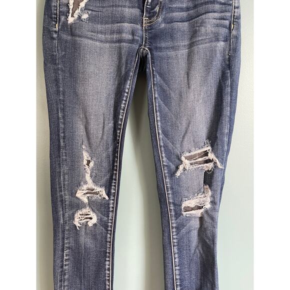 American Eagle Dark Wash Ripped Skinny Jeans - Picture 3 of 8